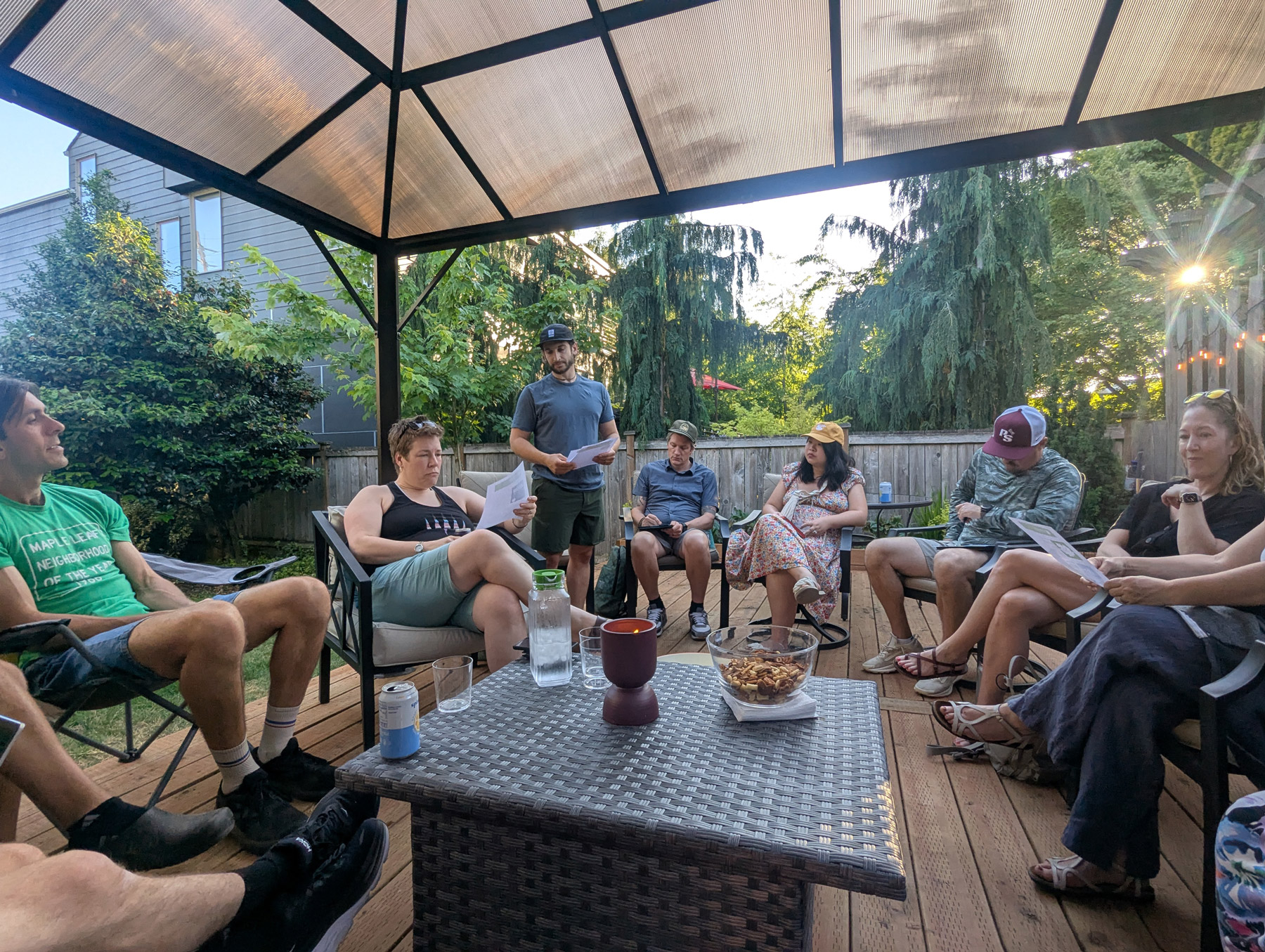 Neighbors gathered at a Maple Leaf community event